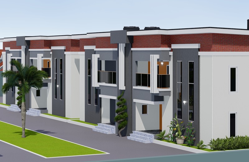 Row of modern terrace houses