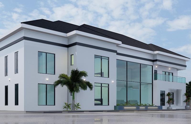 Modern two-storey home with glass facade